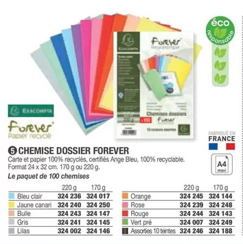 Exacompta - Chemise Dossier Forever offre sur Hyperburo