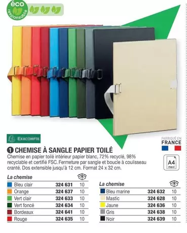 Exacompta - Chemise À Sangle Papier Toilé offre sur Hyperburo