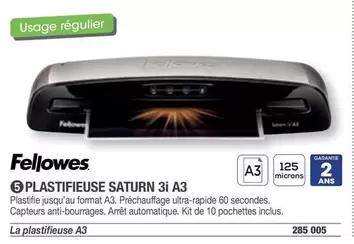 Fellowes - Plastifieuse Saturn 3i A3 offre sur Hyperburo