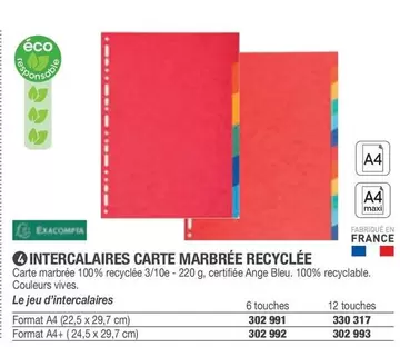 Exacompta - Intercalaires Carte Marbrée Recyclée offre sur Hyperburo