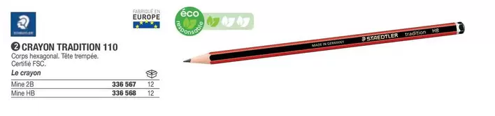 BIC - Crayon Tradition 110 offre sur Hyperburo