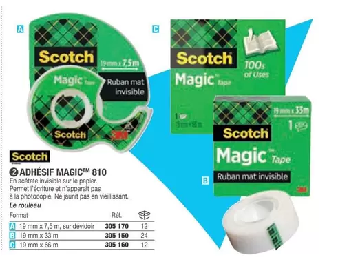 Scotch - Adhesif Magic 810 offre sur Hyperburo