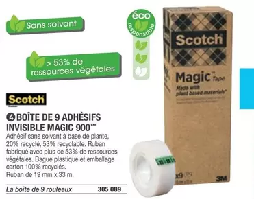 Scotch - Boîte De 9 Adhésifs Invisible Magic 900 offre sur Hyperburo