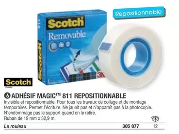 Scotch - Adhesif Magic 811 Repositionnable offre sur Hyperburo