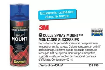 Scotch - Colle Spray Mount Montages Successifs offre sur Hyperburo