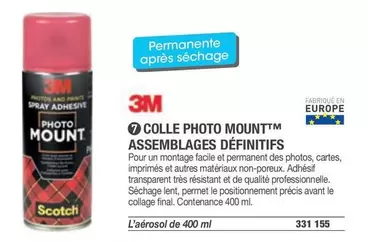 Scotch - Colle Photo Mount Assemblages Définitifs offre sur Hyperburo