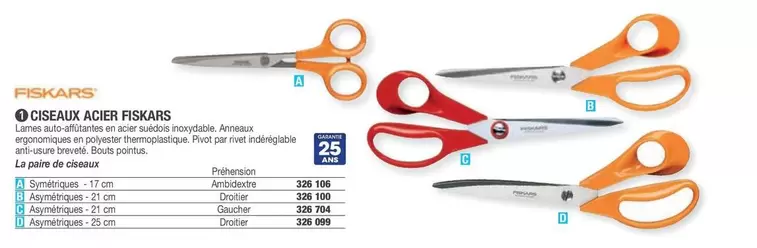 Fiskars - Ciseaux Acier  offre sur Hyperburo