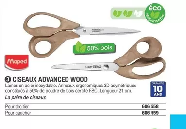 Maped - Ciseaux Advanced Wood offre sur Hyperburo