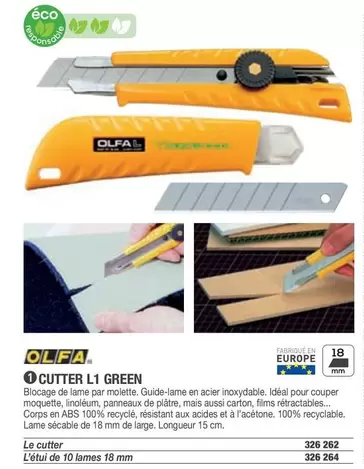 Olfa - Cutter L1 Green offre sur Hyperburo