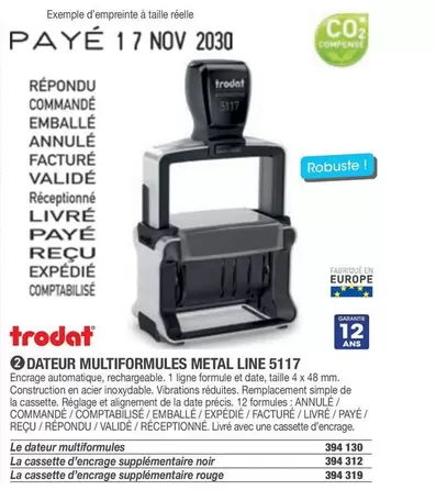 Trodat - Dateur Multiformules Metal Line 5117  offre sur Hyperburo