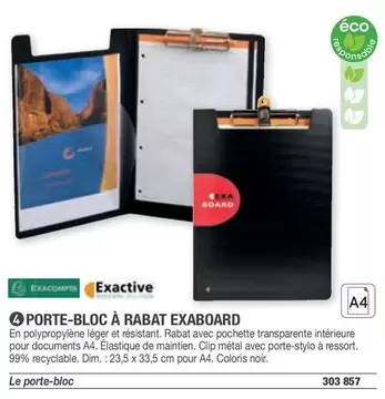 Exacompta - Porte-Bloc À Rabat Exaboard offre sur Hyperburo