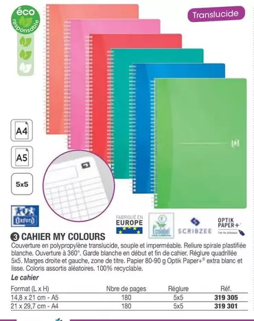 Oxford - Cahier My Colours offre sur Hyperburo