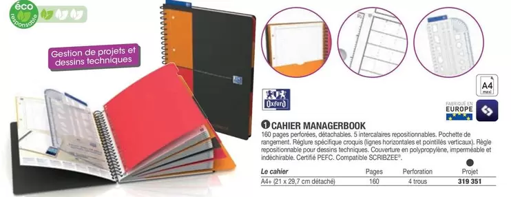 Oxford - Cahier Managerbook offre sur Hyperburo