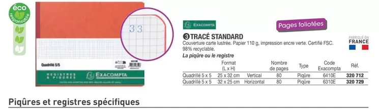 Exacompta - Tracé Standard offre sur Hyperburo