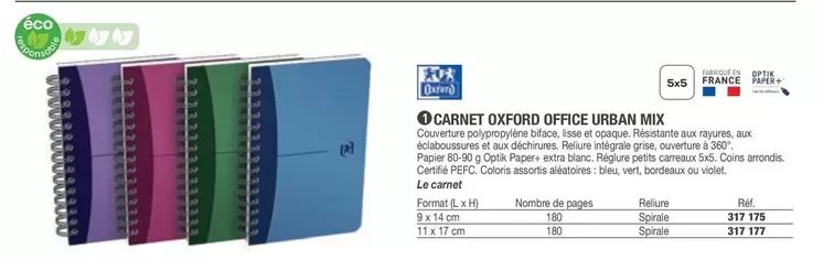 Oxford - Carnet Office Urban Mix offre sur Hyperburo