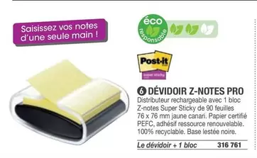 Post-It - Dévidoir Z-Notes Pro offre sur Hyperburo