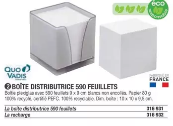 Quo Vadis - Boîte Distributrice 590 Feuillets offre sur Hyperburo