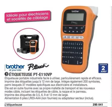 Brother - Étiqueteuse PT-E110VP offre sur Hyperburo