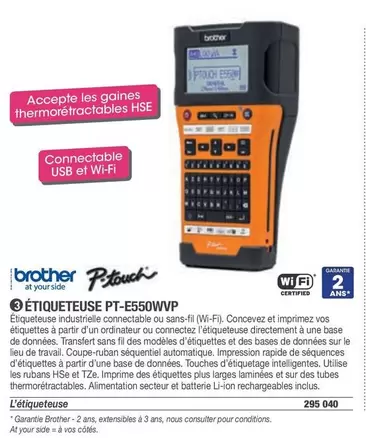 Brother - Étiqueteuse PT-E550WVP offre sur Hyperburo