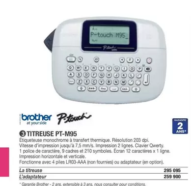 Brother - Titreuse PT-M95 offre sur Hyperburo