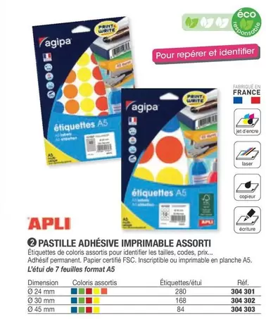 Apli - Pastille Adhésive Imprimable  offre sur Hyperburo