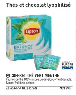 Lipton - Coffret The Vert Menthe offre sur Hyperburo