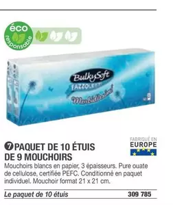 Bulkysoft - Paquet De 10 Étuis De 9 Mouchoirs offre sur Hyperburo