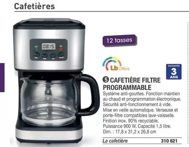 Little Balance - Cafetière Filtre Programmable offre sur Hyperburo