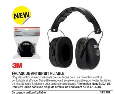 3M - Casque Antibruit Pliable offre sur Hyperburo