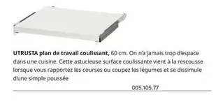 Utrusta Plan De Travail Coulissant offre sur IKEA