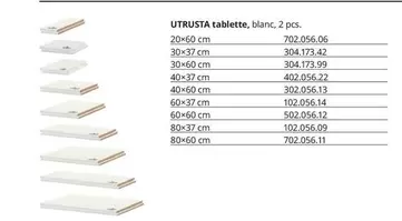 Utrusta Tablette, Blanc, 2 Pcs. offre sur IKEA