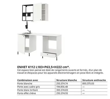 Enhet K12 L 183x P63, 5 H222 Cm+ offre sur IKEA