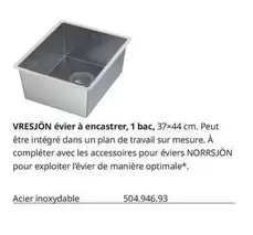 Vresjön Évier À Encastrer, 1 Bac offre sur IKEA