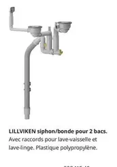 Lillviken Siphon/Bonde Pour 2 Bacs offre sur IKEA