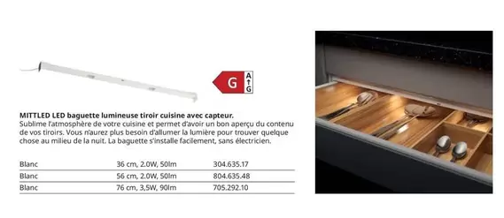 Mittled Led Baguette Lumineuse Tiroir Cuisine Avec Capteur offre sur IKEA