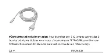 Förnimma Cable D'Alimentation offre sur IKEA