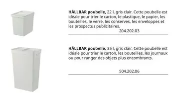 Hallbar Poubelle offre sur IKEA