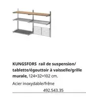 Kungsfors Rail De Suspension/Tablette/Égouttoir À Vaisselle/Grille Murale, offre sur IKEA