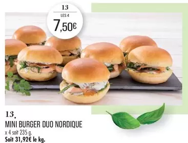 Mini Burger Duo Nordique offre à 7,5€ sur Supermarché Match