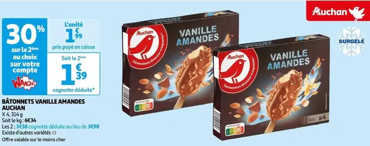 Auchan - Bâtonnets Vanille Amandes