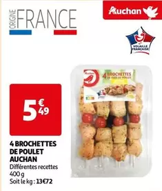 Auchan - 4 Brochettes De Poulet