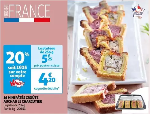 Auchan Le Charcutier - 16 Mini Pâtés Croûte