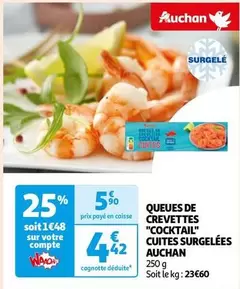 Auchan - Queues De Crevettes "cocktail" Cuites Surgelées