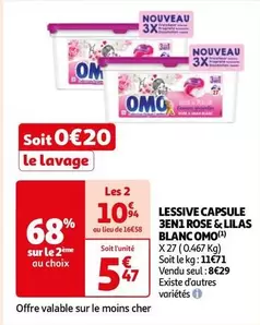 Omo - Lessive Capsule 3en 1 Rose & Lilas Blanc