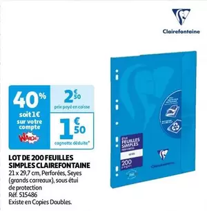 Clairefontaine - Lot De 200 Feuilles Simples