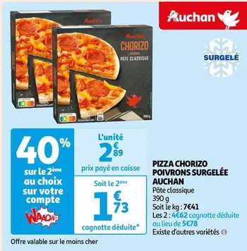 Auchan - Pizza Chorizo Poivrons Surgelee