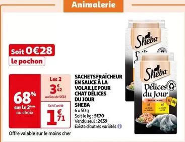 Sheba - Sachets Fraîcheur En Sauce A La Volaille Pour Chat D'élices Du Jour