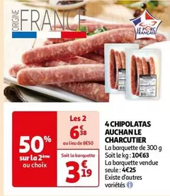 Auchan - 4 Chipolatas Le Charcutier