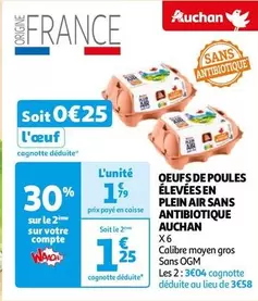 Auchan - Oeufs De Poules Élevées En Plein Air Sans Antibiotique