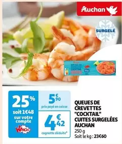 Auchan - Queues De Crevettes "Cocktail" Cuites Surgelées